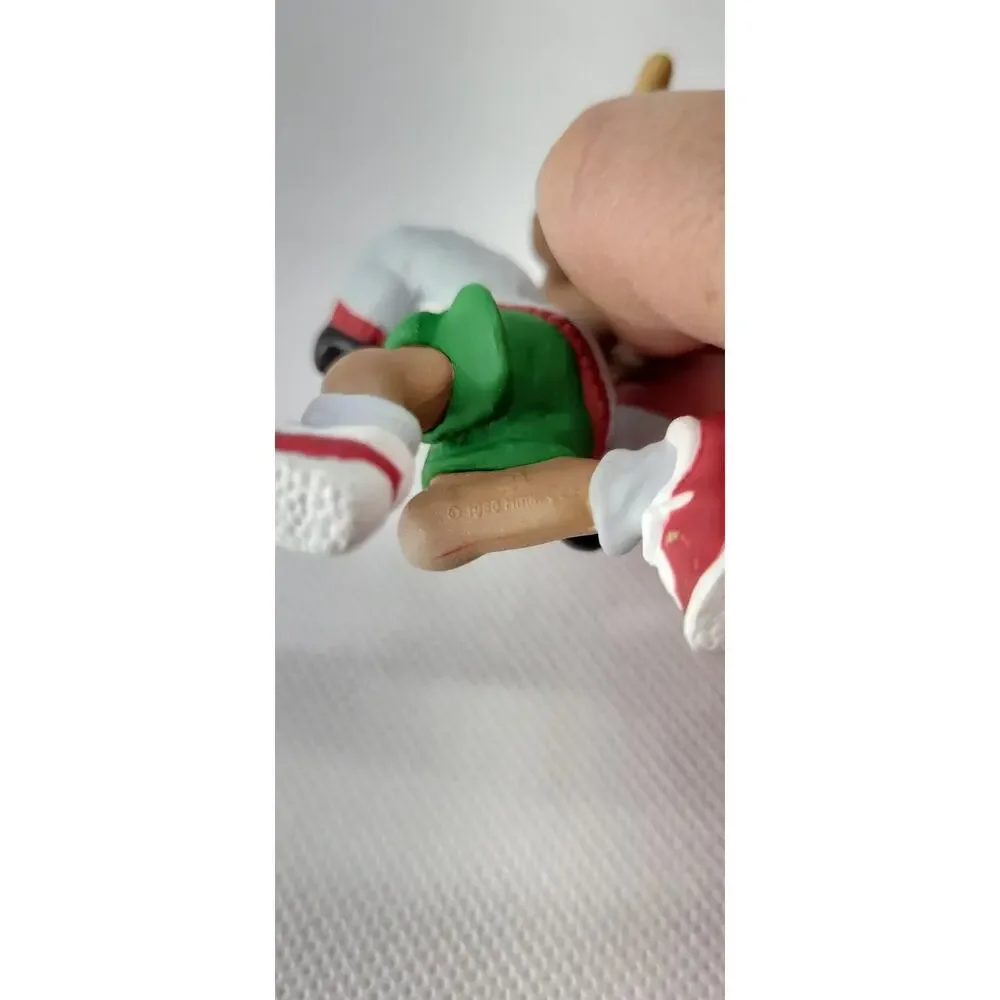 Hallmark 1986 Reindeer Figurine Plastic Animals Theme Red Green White Brown